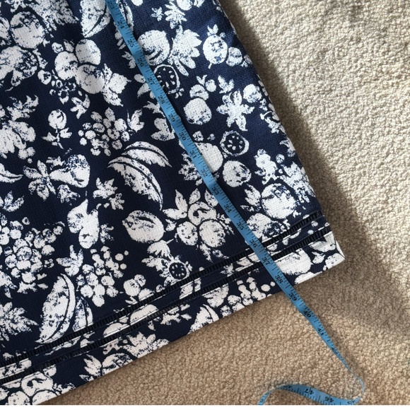 Talbots Shift Dress Sleeveless Navy White Fruit Motif Zip Back Textured Cotton - Picture 14 of 16